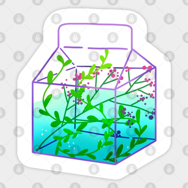 Juice box water terrarium aka aquarium Sticker by THESOLOBOYY